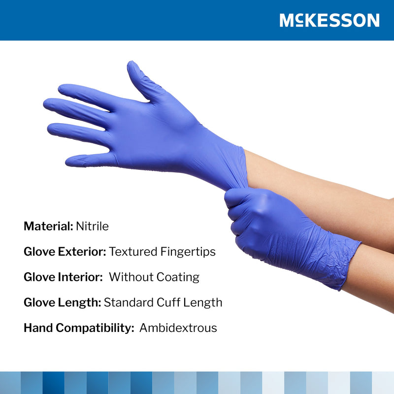 Exam Glove McKesson Confiderm® 3.0 Small NonSterile Nitrile Standard Cuff Length Textured Fingertips Blue Not Rated