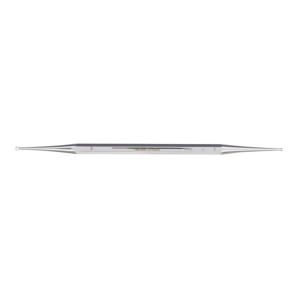 Excavator Curette McKesson Argent™ 5-1/2 Inch Length Double-ended Solid Octagon Handle 1.5 mm Tip / 2 mm Tip Straight Fenestrated Round Cup Tip