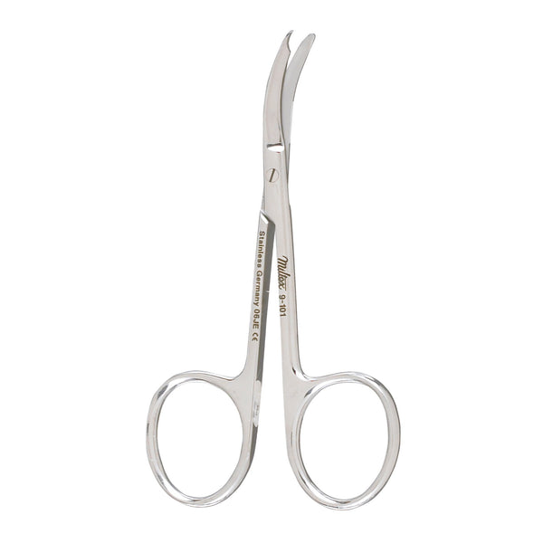 Stitch Scissors McKesson Argent™ Shortbent 3-1/2 Inch Length OR / Surgical Grade German Stainless Steel NonSterile Finger Ring Handle Curved Blunt Tip / Blunt Tip