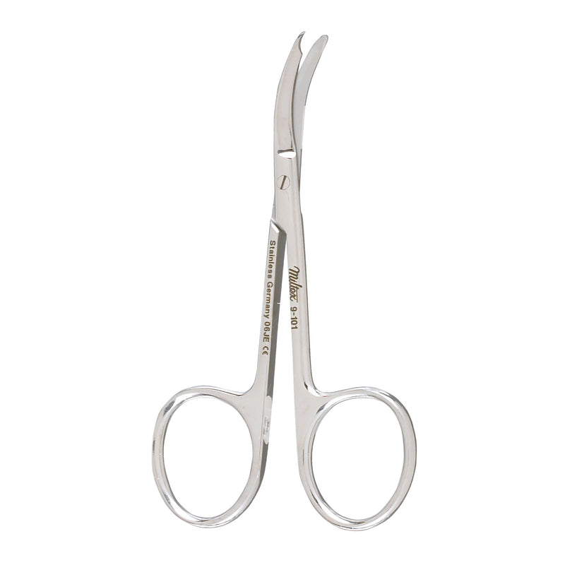 Stitch Scissors McKesson Argent™ Shortbent 3-1/2 Inch Length OR / Surgical Grade German Stainless Steel NonSterile Finger Ring Handle Curved Blunt Tip / Blunt Tip
