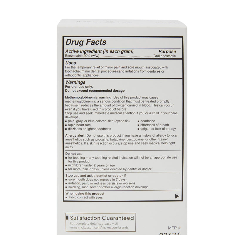 Oral Pain Relief McKesson 20% Strength Benzocaine Oral Gel 0.75 Gram