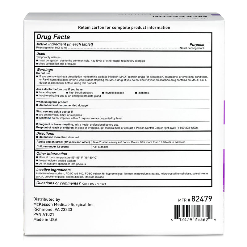 Sinus Relief McKesson Brand 5 mg Strength Tablet 2 per Pack