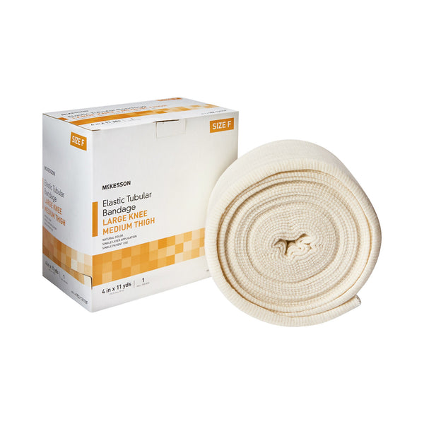 Elastic Tubular Support Bandage McKesson Spandagrip™ 4 Inch X 11 Yard Large Knee / Medium thigh Pull On Natural NonSterile Size F Standard Compression