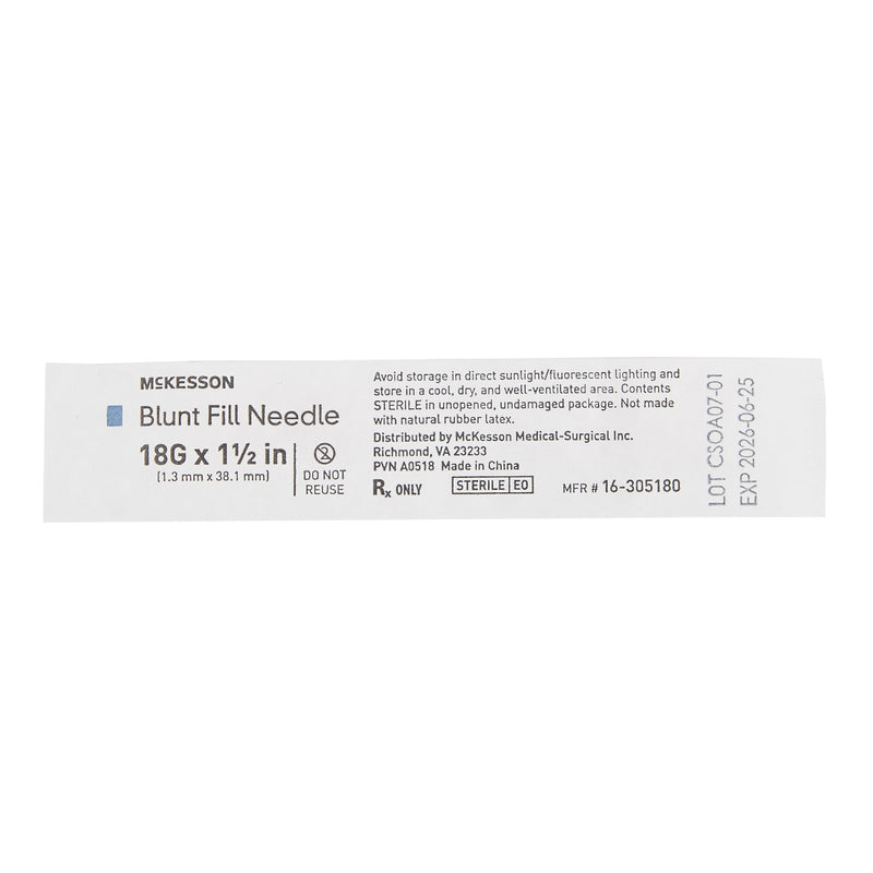 Blunt Fill Needle McKesson 18 Gauge Blunt