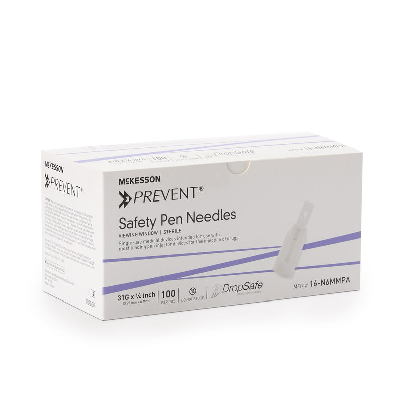 Safety Insulin Pen Needle McKesson Prevent® 31 Gauge 6 mm Length Automatic Safety Without Back-End Shield