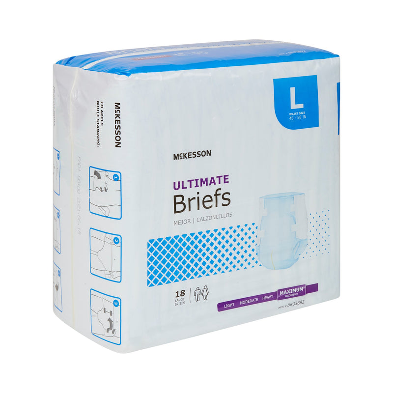 Unisex Adult Incontinence Brief McKesson Large Disposable Heavy Absorbency