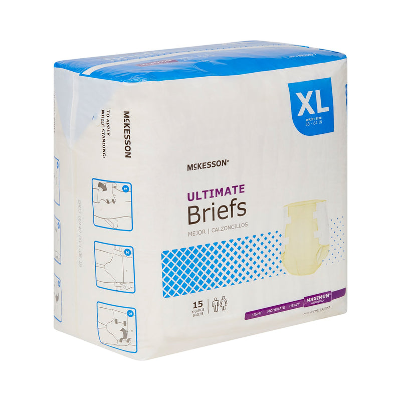 Unisex Adult Incontinence Brief McKesson X-Large Disposable Heavy Absorbency
