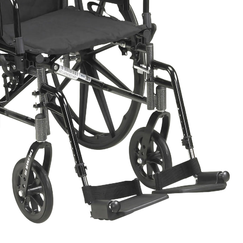 Lightweight Wheelchair McKesson Dual Axle Desk Length Arm Swing-Away Footrest Black Upholstery 18 Inch Seat Width Adult 300 lbs. Weight Capacity