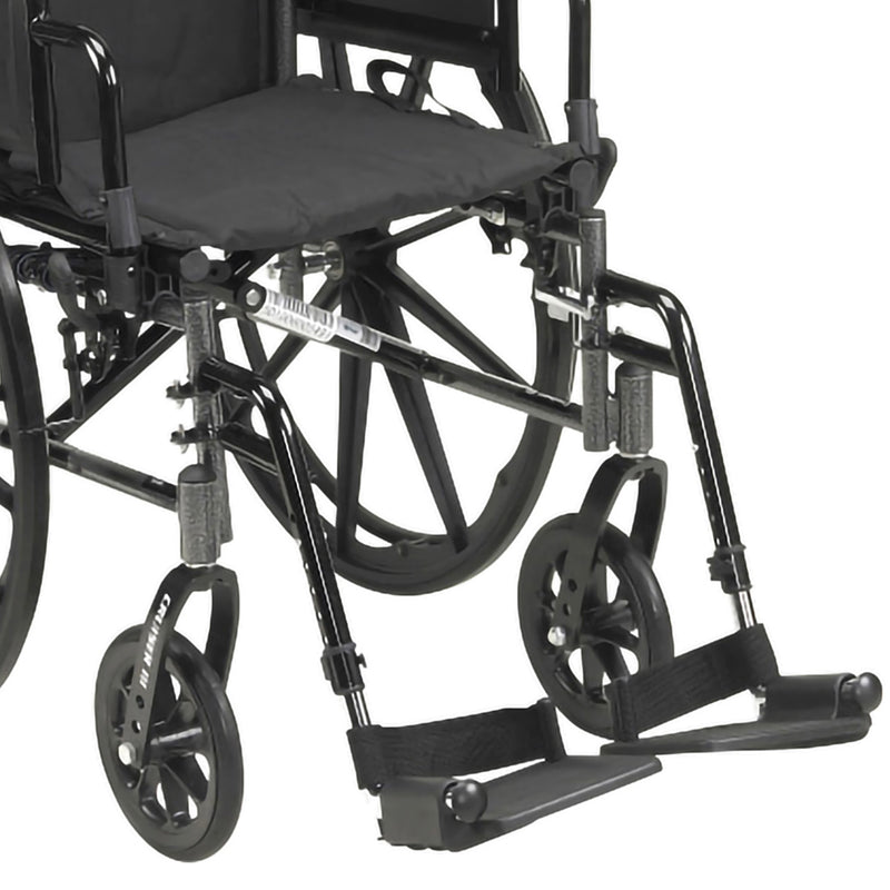 Lightweight Wheelchair McKesson Dual Axle Desk Length Arm Swing-Away Footrest Black Upholstery 20 Inch Seat Width Adult 300 lbs. Weight Capacity