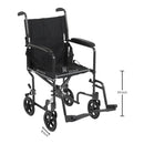 Transport Chair McKesson 19 Inch Seat Width Full Length Arm Swing-Away Footrest Aluminum Frame with Black Finish