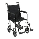 Transport Chair McKesson 19 Inch Seat Width Full Length Arm Swing-Away Footrest Aluminum Frame with Black Finish
