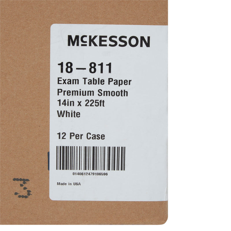 Table Paper McKesson 14 Inch Width 225 Foot Length White Smooth