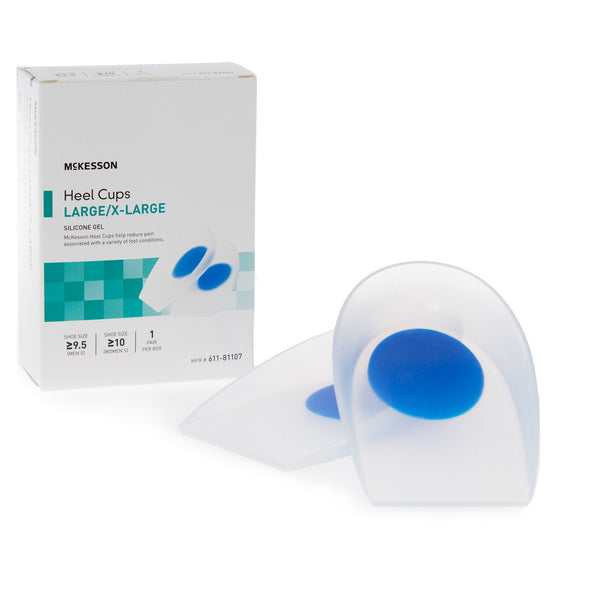 Heel Cup McKesson U-Shaped Silicone Female 10 and up / Male 9-1/2 and up Blue / Clear