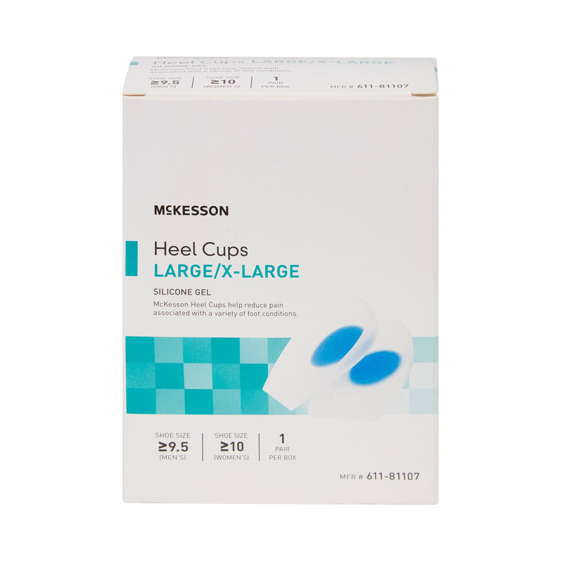 Heel Cup McKesson U-Shaped Silicone Female 10 and up / Male 9-1/2 and up Blue / Clear