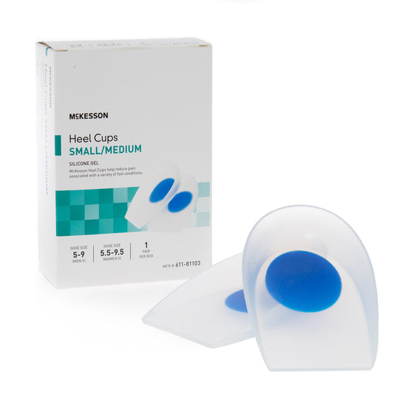Heel Cup McKesson U-Shaped Silicone Female 5-1/2 to 9-1/2 / Male 5 to 9 Blue / Clear