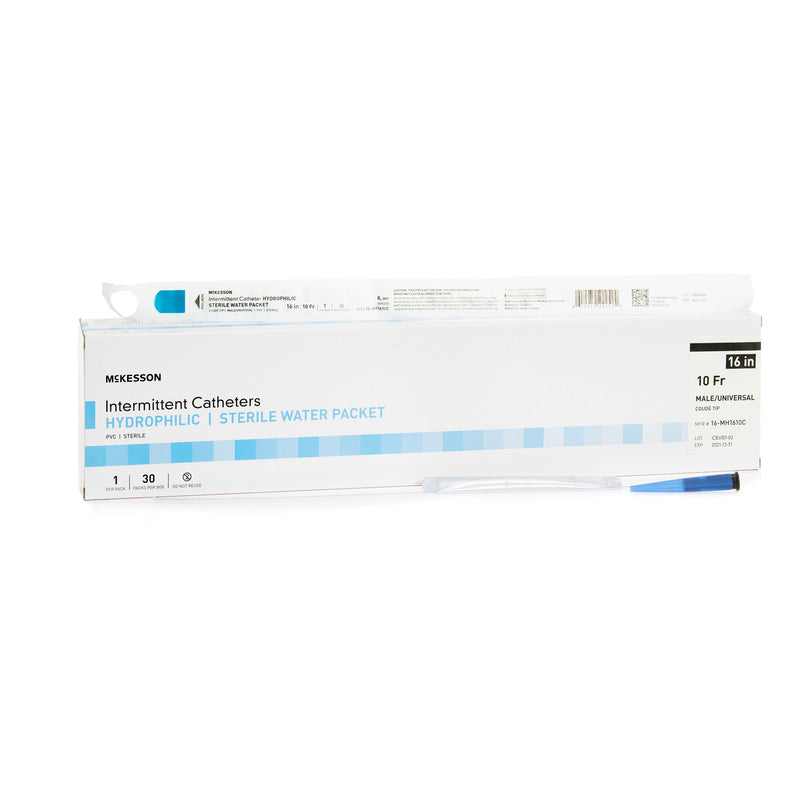 Urethral Catheter McKesson Coude Tip Uncoated PVC 10 Fr. 16 Inch