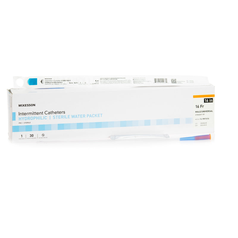 Urethral Catheter McKesson Straight Tip Hydrophilic Coated PVC 16 Fr. 16 Inch