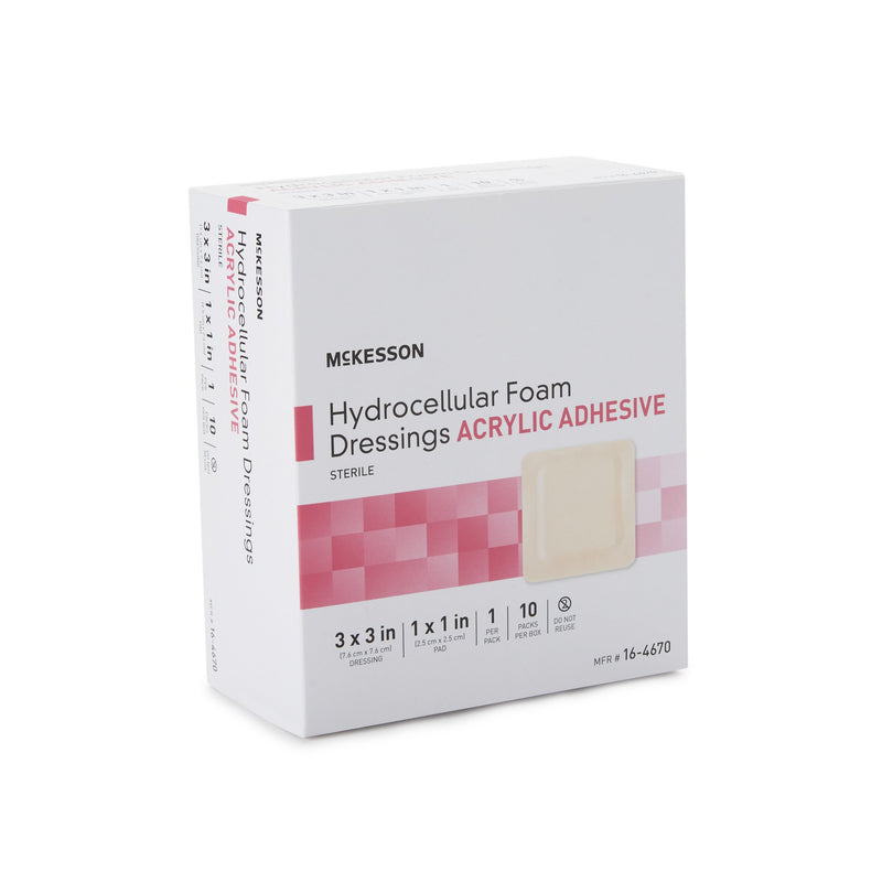 Foam Dressing McKesson 3 X 3 Inch With Border Film Backing Acrylic Adhesive Square Sterile