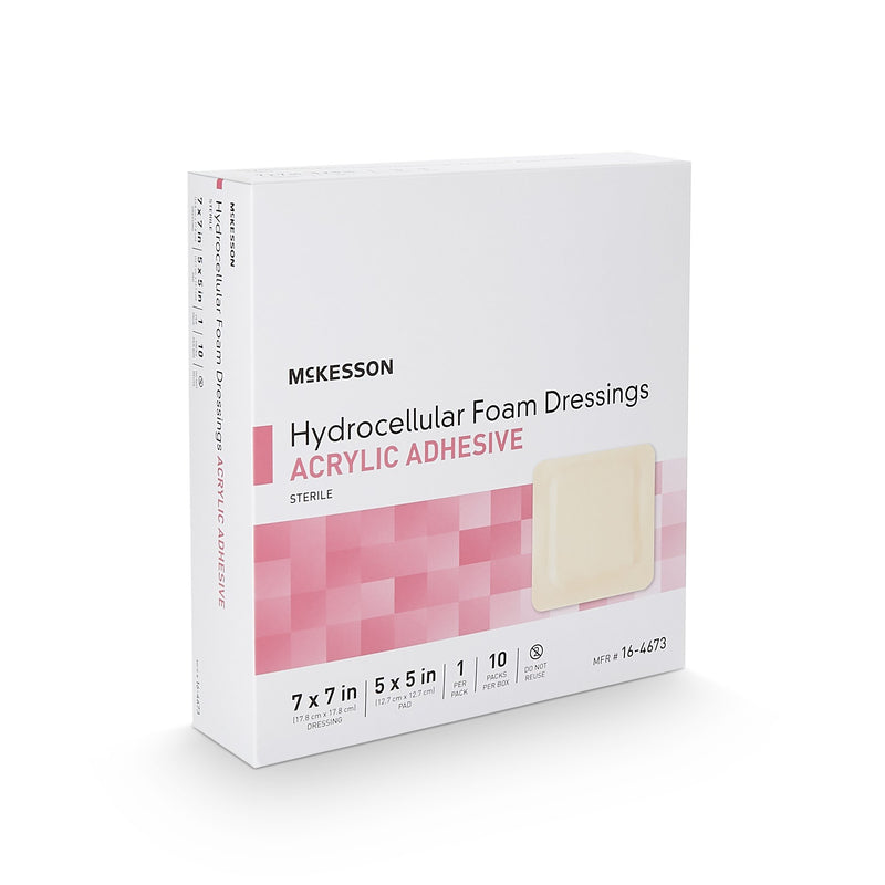 Foam Dressing McKesson 7 X 7 Inch With Border Film Backing Acrylic Adhesive Square Sterile
