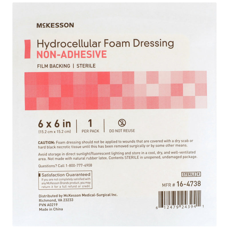 Foam Dressing McKesson 6 X 6 Inch Without Border Film Backing Nonadhesive Square Sterile