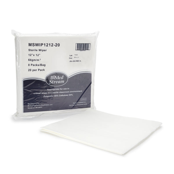 Cleanroom Wipe McKesson ISO Class 5 20 Count Bag 12 X 12 Inch Sterile Disposable