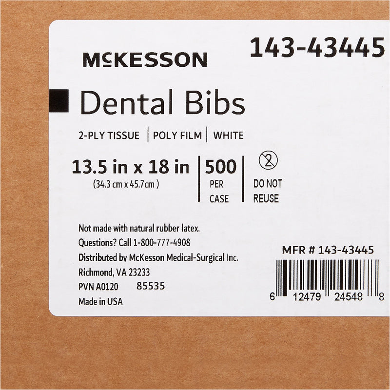 Dental Bib McKesson 13-1/2 X 18 Inch White NonSterile