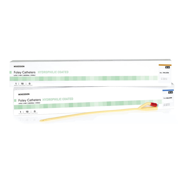 Foley Catheter McKesson 2-Way Standard Tip 30 cc Balloon 16 Fr. Hydrophilic Polymer Coated Latex