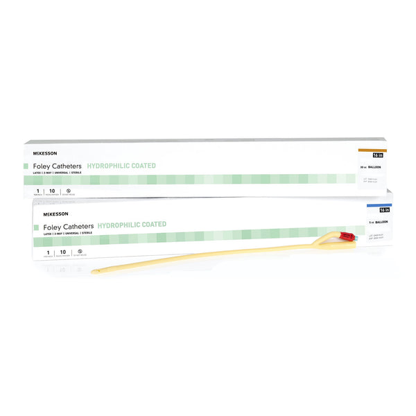 Foley Catheter McKesson 2-Way Standard Tip 5 cc Balloon 14 Fr. Hydrophilic Polymer Coated Latex