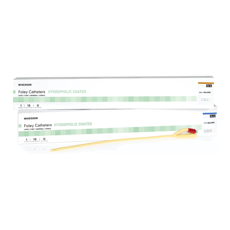 Foley Catheter McKesson 2-Way Standard Tip 5 cc Balloon 14 Fr. Hydrophilic Polymer Coated Latex
