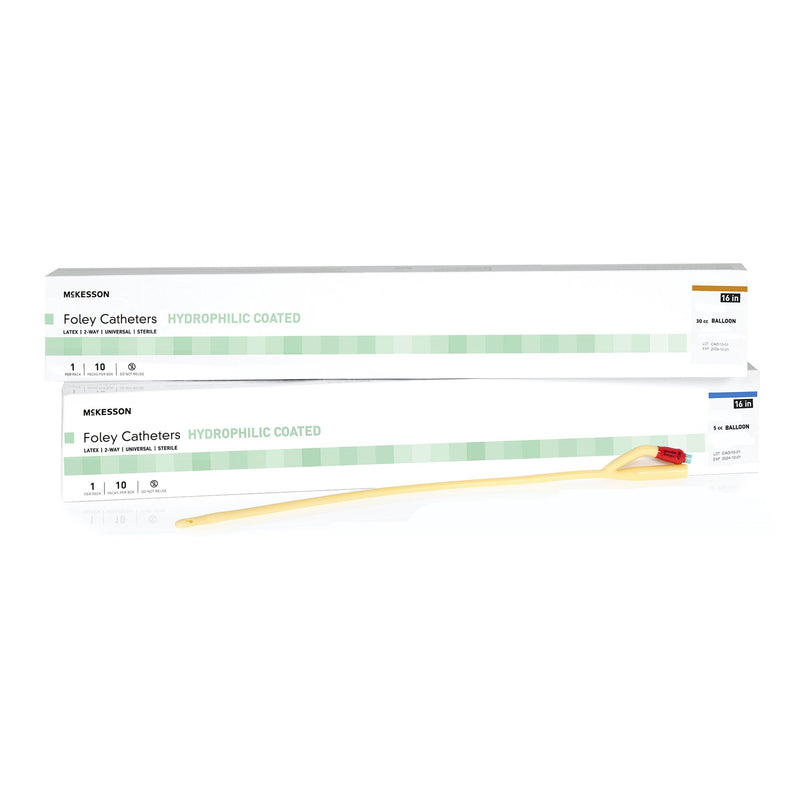 Foley Catheter McKesson 2-Way Standard Tip 5 cc Balloon 24 Fr. Hydrophilic Polymer Coated Latex