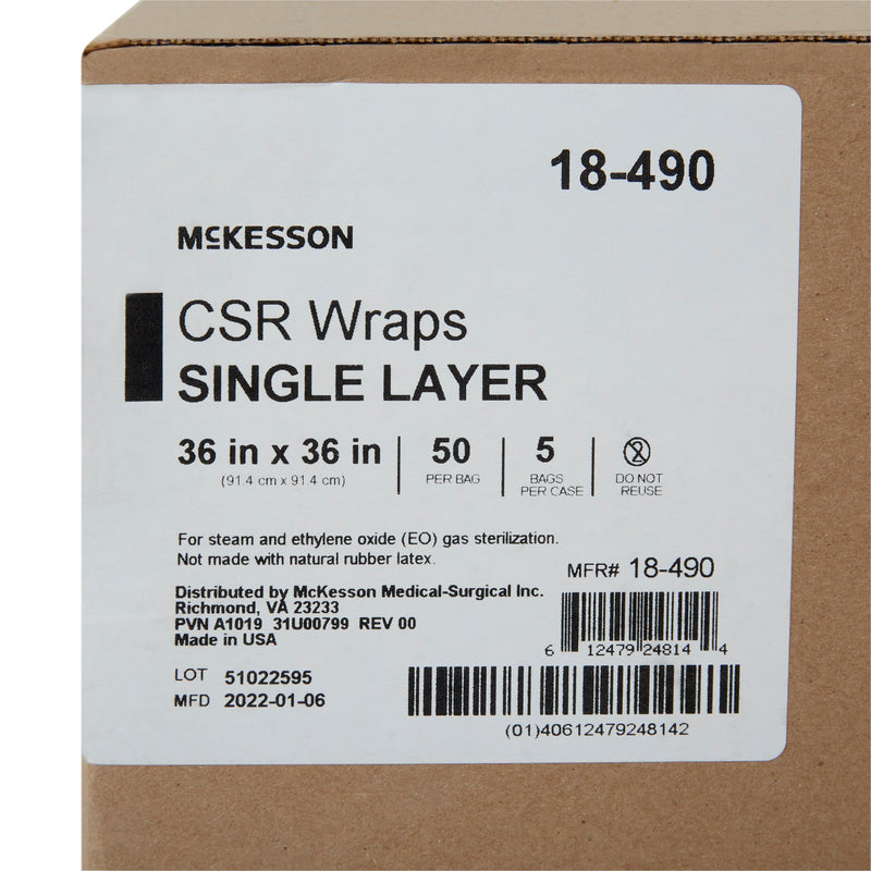 McKesson Sterilization Wrap Blue 36 X 36 Inch Single Layer Cellulose Steam / EO Gas