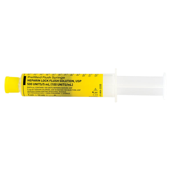 Med Stream® Heparin Sodium, Porcine, Preservative Free 100 U / mL Solution 5 mL Fill in 12 mL Syringe