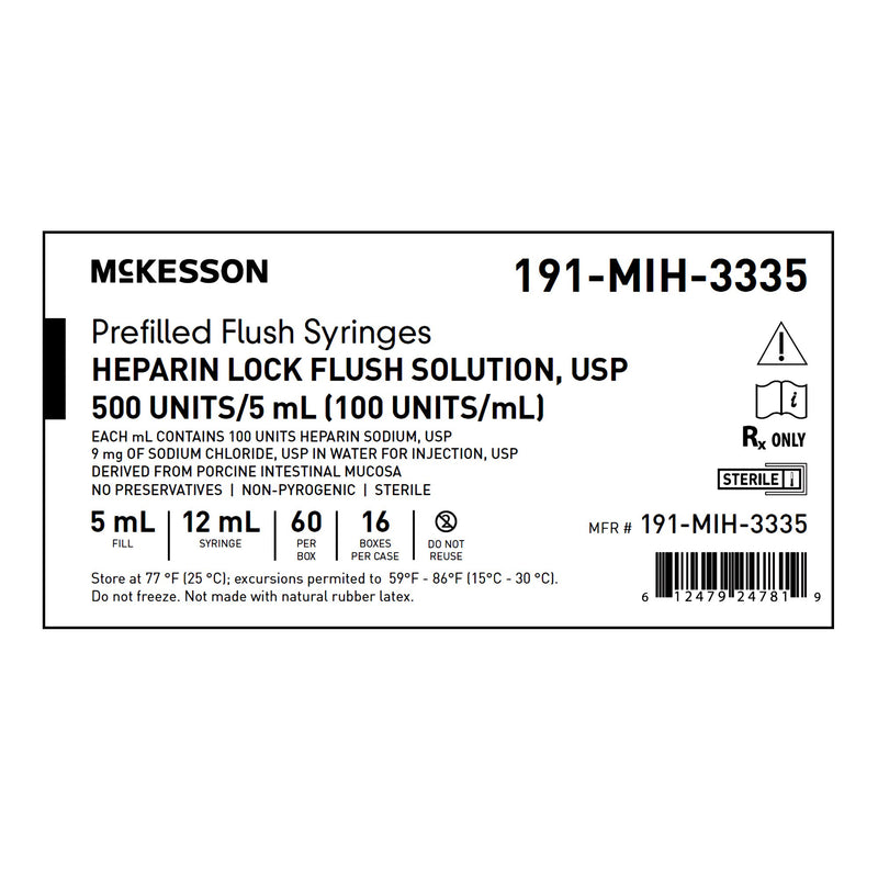 Med Stream® Heparin Sodium, Porcine, Preservative Free 100 U / mL Solution 5 mL Fill in 12 mL Syringe