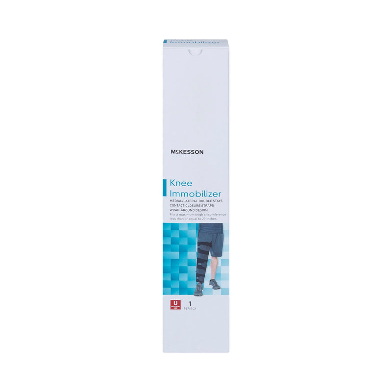 Knee Immobilizer McKesson One Size Fits Most Hook and Loop Closure Up to 29 Inch Thigh Circumference 14 Inch Length Left or Right Knee