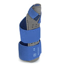 Wrist Splint with Thumb Spica McKesson Thumb Spica Nylon / Cotton-Terry / Foam / Elastic / Spandex Left Hand Blue / Gray Small / Medium
