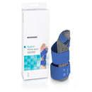 Wrist Splint with Thumb Spica McKesson Thumb Spica Nylon / Cotton-Terry / Foam / Elastic / Spandex Left Hand Blue / Gray Small / Medium
