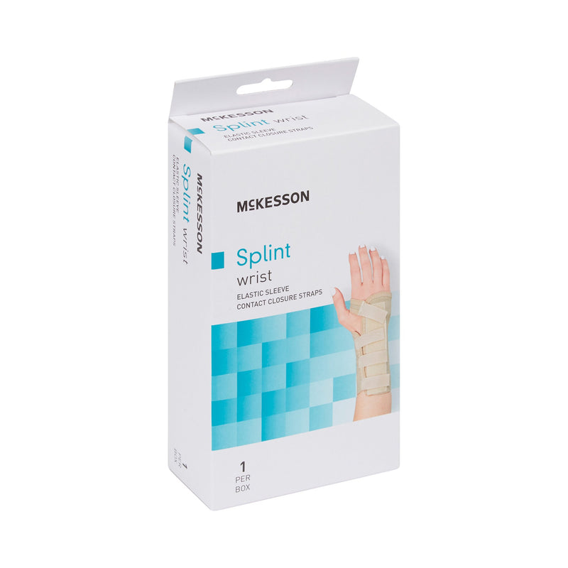 Wrist Brace McKesson Low Profile / Contoured / Wraparound Aluminum / Cotton / Elastic Left Hand Beige Small