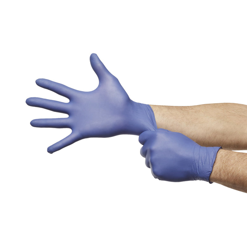 Exam Glove McKesson Confiderm® LDC Medium NonSterile Nitrile Standard Cuff Length Fully Textured Blue Chemo Tested / Fentanyl Tested