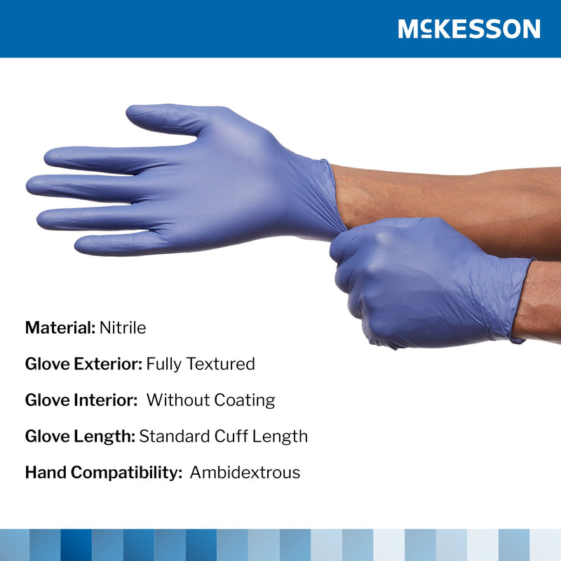 Exam Glove McKesson Confiderm® LDC Medium NonSterile Nitrile Standard Cuff Length Fully Textured Blue Chemo Tested / Fentanyl Tested