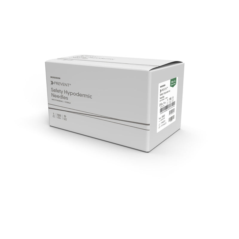 Safety Hypodermic Needle McKesson Prevent® 1-1/2 Inch Length 25 Gauge Regular Wall Hinged Safety Needle
