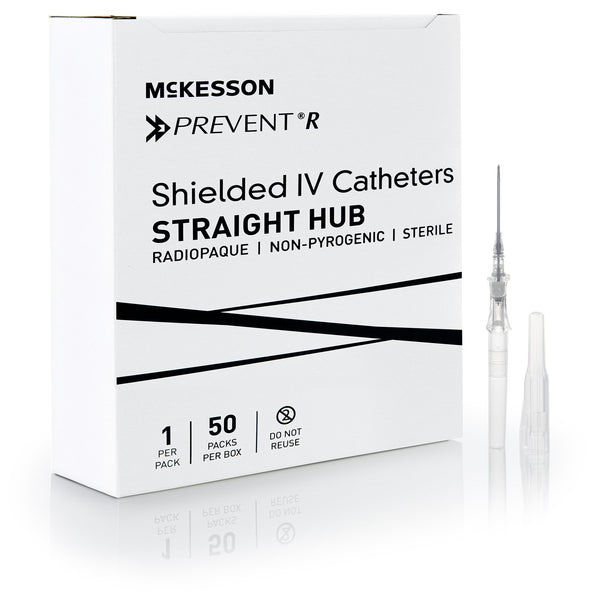 Peripheral IV Catheter McKesson Prevent® R 16 Gauge 1.16 Inch Straight Hub Non Blood Control Push Button Safety