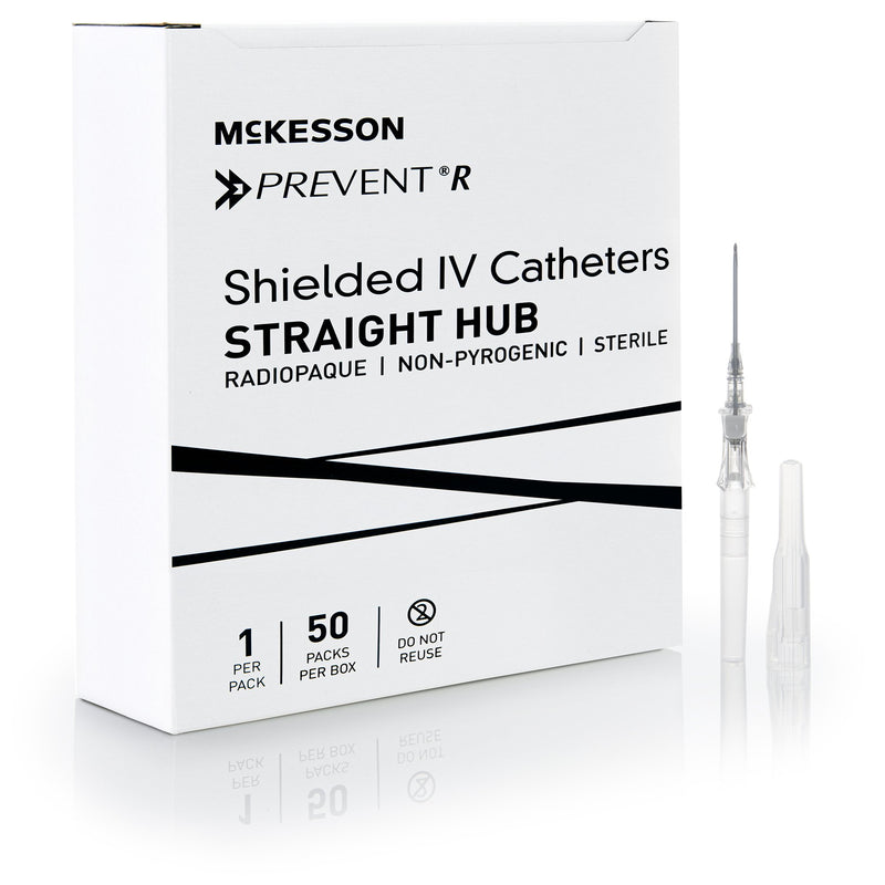 Peripheral IV Catheter McKesson Prevent® R 16 Gauge 1.16 Inch Straight Hub Non Blood Control Push Button Safety