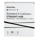 Peripheral IV Catheter McKesson Prevent® R 22 Gauge 1 Inch Straight Hub Non Blood Control Push Button Safety