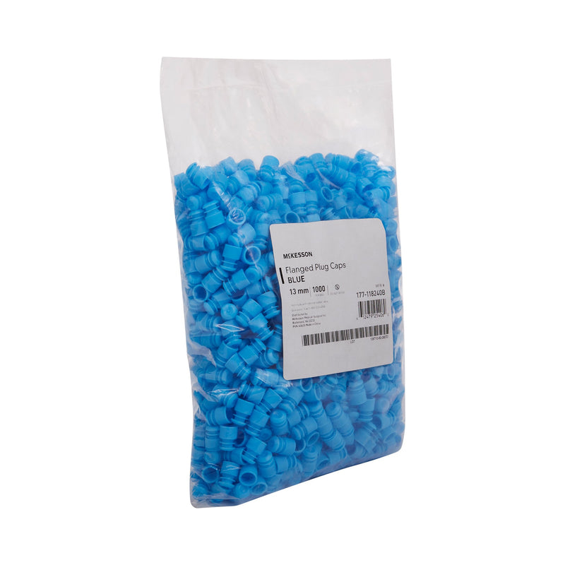 McKesson Tube Closure Polyethylene Flanged Plug Cap Blue 13 mm For Use with 13 mm Blood Drawing Tubes, Glass Test Tubes, Plastic Culture Tubes NonSterile