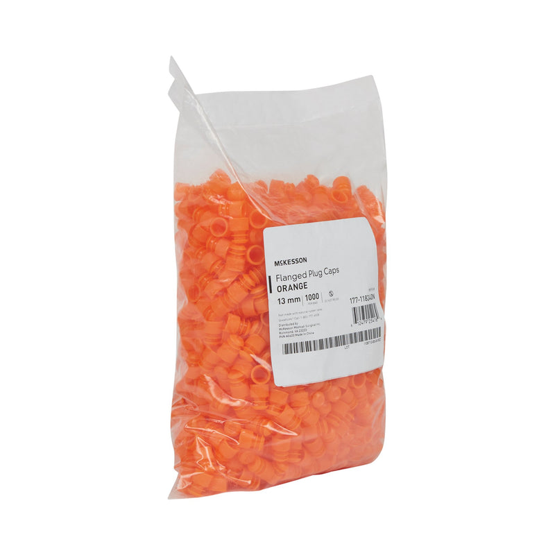 McKesson Tube Closure Polyethylene Flanged Plug Cap Orange 13 mm For Use with 13 mm Blood Drawing Tubes, Glass Test Tubes, Plastic Culture Tubes NonSterile