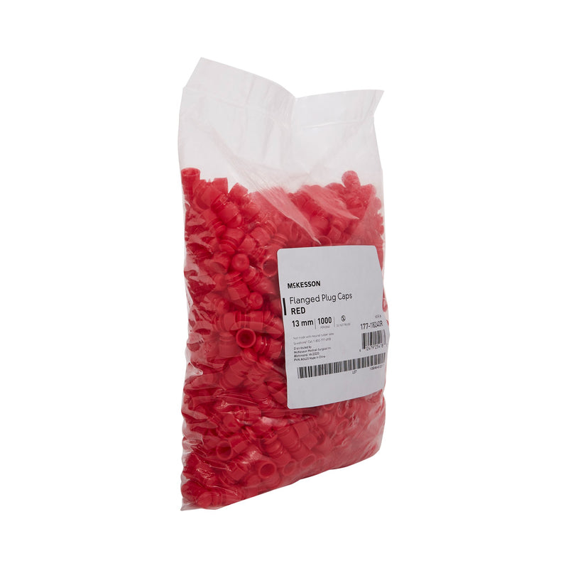 McKesson Tube Closure Polyethylene Flanged Plug Cap Red 13 mm For Use with 13 mm Blood Drawing Tubes, Glass Test Tubes, Plastic Culture Tubes NonSterile