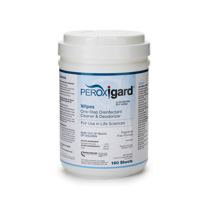 Surface Disinfectant McKesson Peroxide Based Manual Pull Wipe 160 Count Canister Light Almond Scent NonSterile