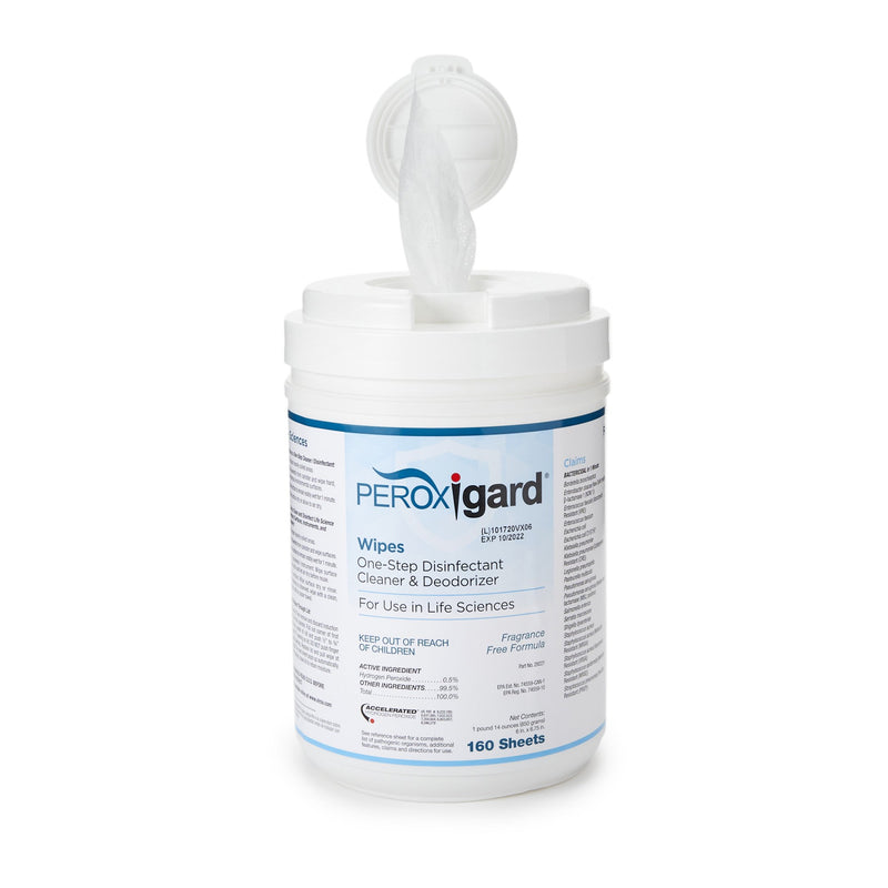 Surface Disinfectant McKesson Peroxide Based Manual Pull Wipe 160 Count Canister Light Almond Scent NonSterile