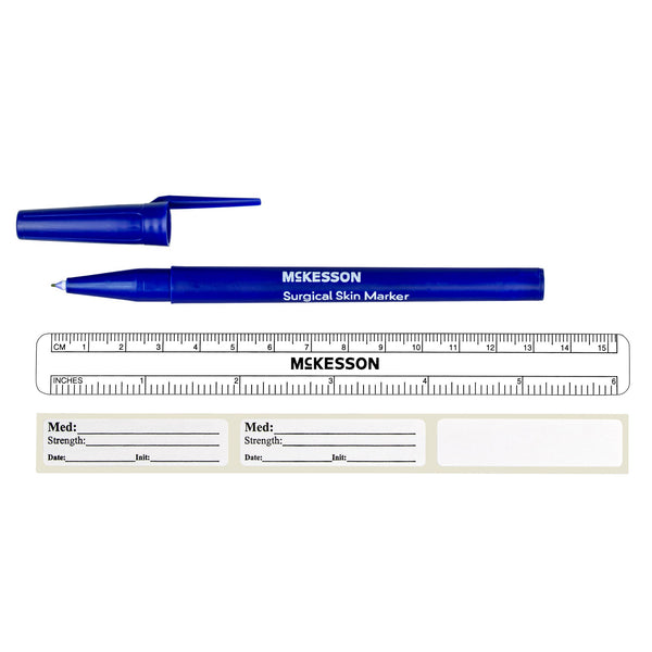 Skin Marker with Ruler and Labels McKesson Gentian Violet Ink Sterile Full Size Fine Tip