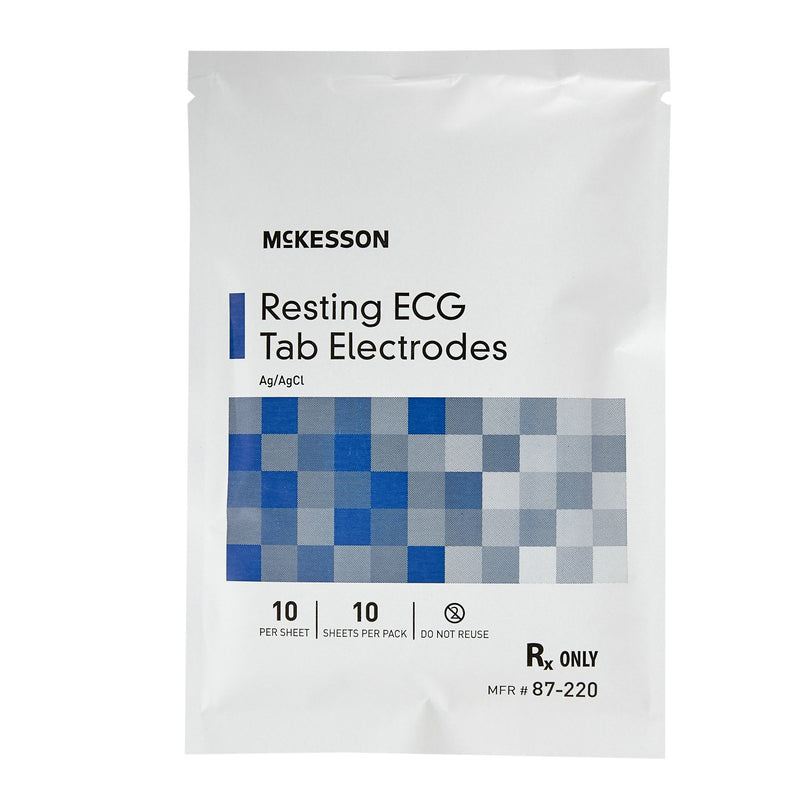 ECG Resting Electrode McKesson Tab Connector Conductive Adhesive Gel Adult Non-Radiolucent 10 per Pack